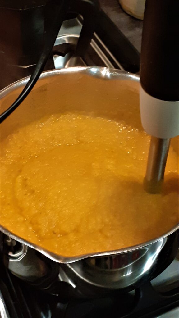 blending sweet potato soup 